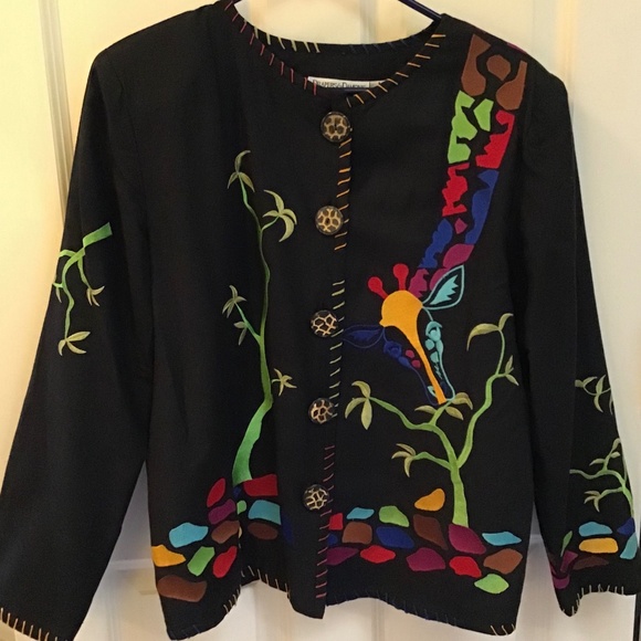 Giraffe colorful picture print jacket - Picture 1 of 2